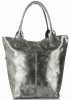 Kožené kabelka shopper bag Vittoria Gotti stříbrná V6141